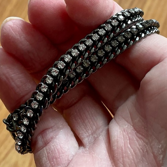 Stella & Dot Hematite/Crystal Wrap Around Bracelet EUC - Picture 2 of 3